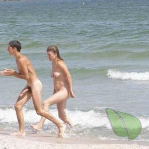 Solo nudist couple in nature