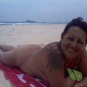 One nudists enjoying the sun