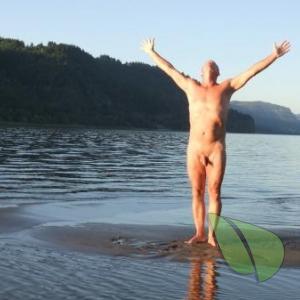 Solo male having fun in the water outside