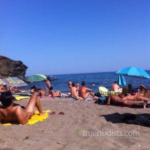a crowd of nudist in the wilderness