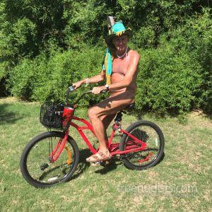 One nudist outside