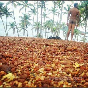 One nudist in nature