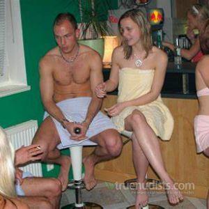 One nude person staying in