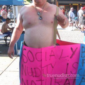 One nudist outside