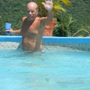 One male relaxing in the water outdoors