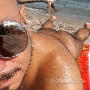 A nudist outdoors