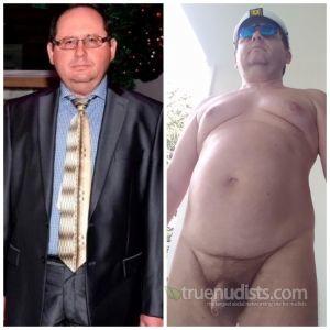 Solo nudist posing in their house