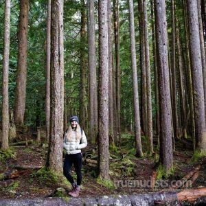 A female in the woods