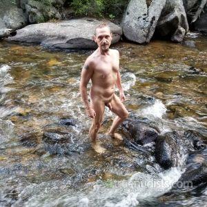 Solo nudist in the woods