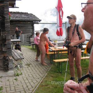 some nude person outside