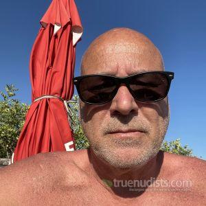 One nudist outside
