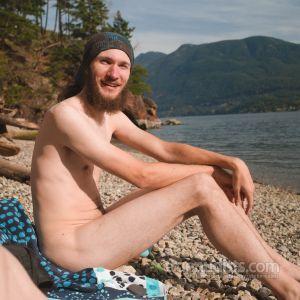 One nudist in the woods
