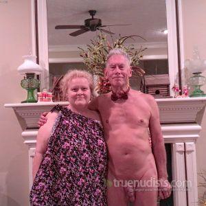 A nude person at their house
