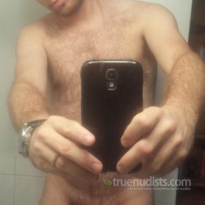 One nudist staying in
