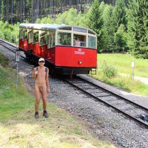A nudist out and about