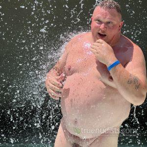 One nudist in the woods