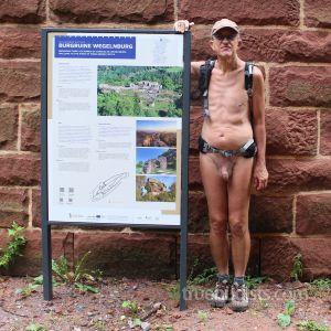 Solo guy trekking outside