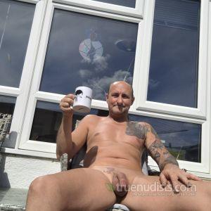 One guy with cool tattoos